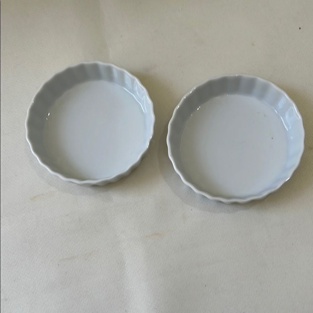 Cordon Bleu White Ceramic Tart Dessert Serving Baking Dishes 4 1/2 In Set Of 2
